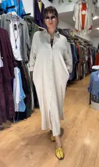 Yıkamalı Pamuk Gömlek Elbise