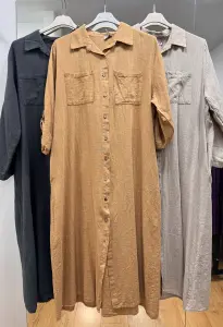 İtalyan Pamuk Keten Gömlek Tunik