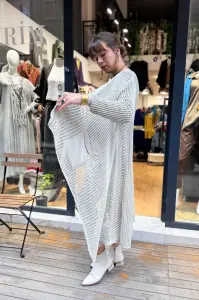 File Dokulu Asimetrik Hırka