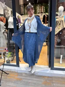 File Dokulu Asimetrik Hırka