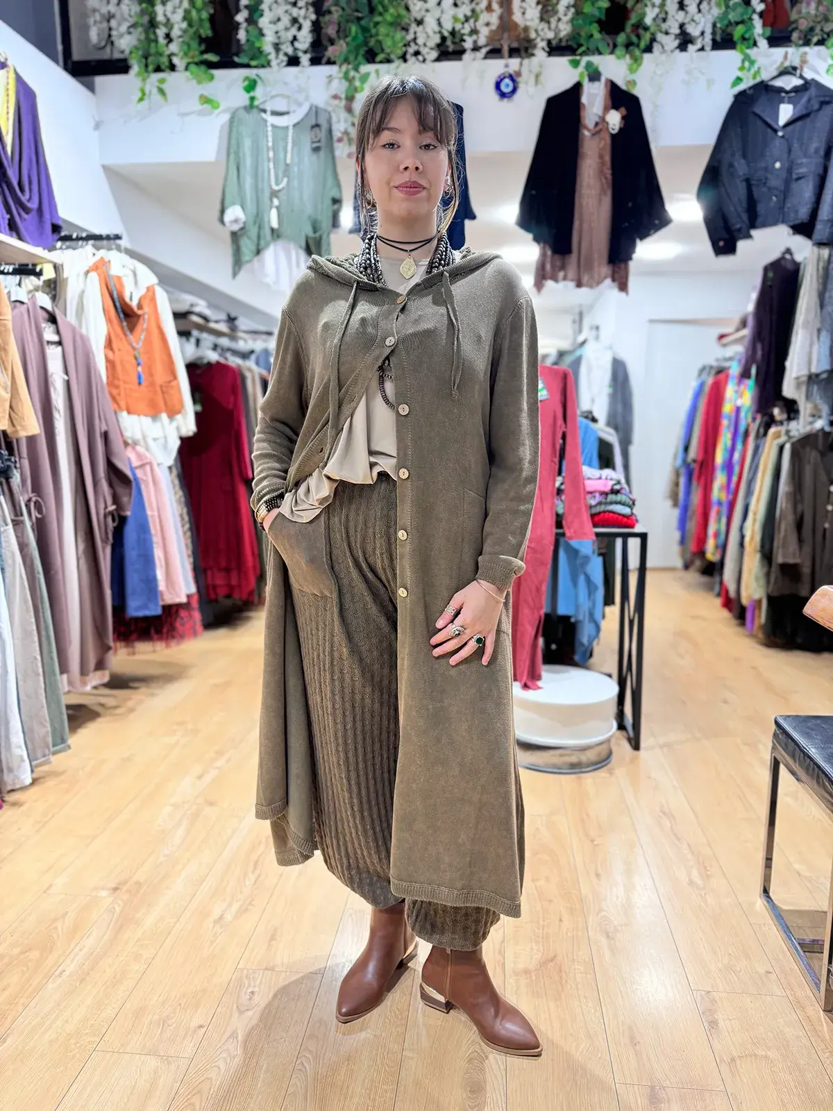 Kapüşonlu Uzun Hırka