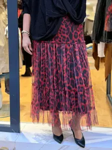 Leopar Desenli Tül Etek