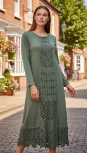 Dantel Örgü Pamuk Elbise