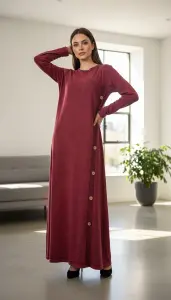 Yandan Düğme Detaylı Pamuk Elbise