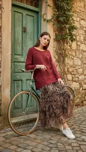 Petek Motif Pamuk bluz