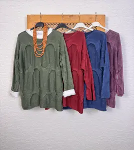 Petek Motif Pamuk bluz