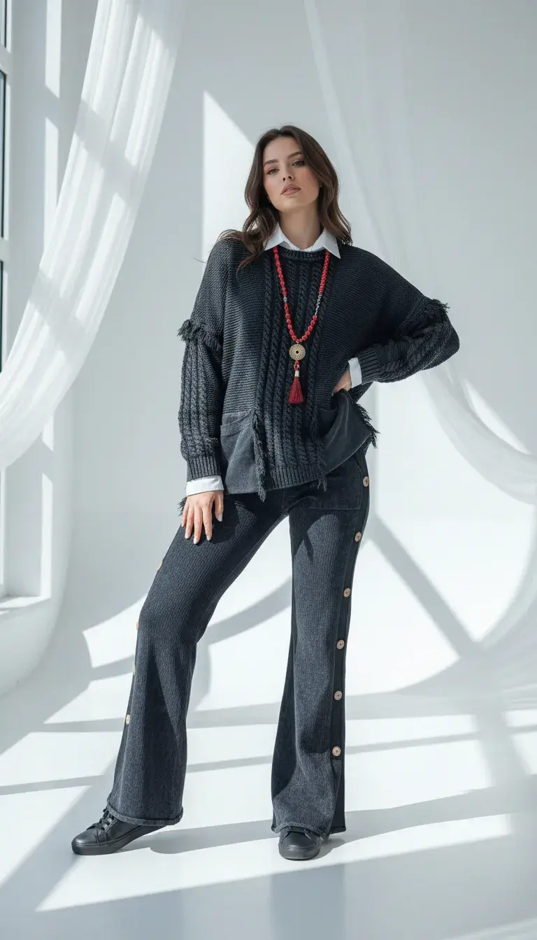 Püsküllü Pamuk Kazak