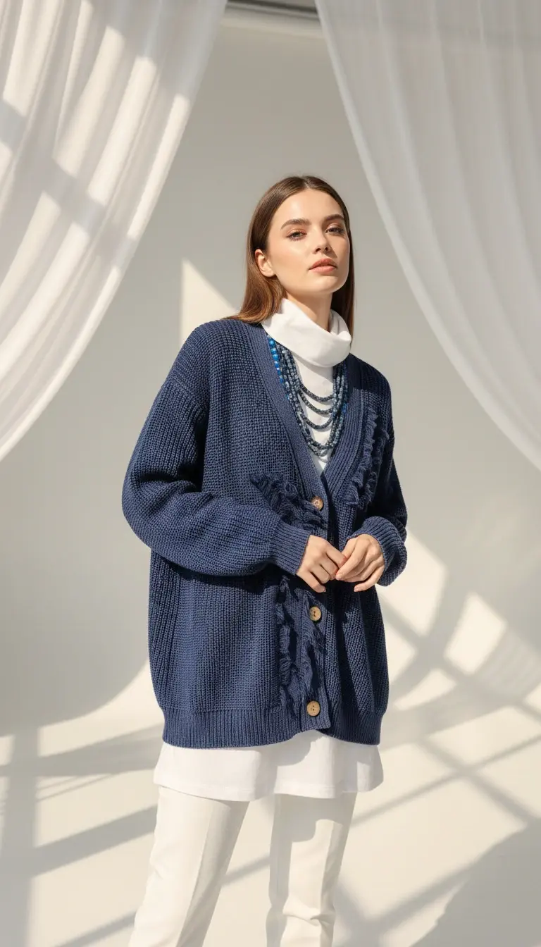 Püsküllü Pamuk Kısa Hırka