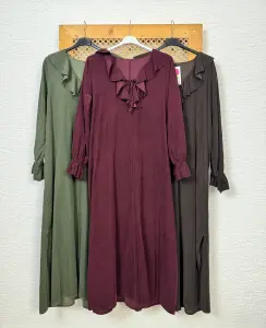 İtalyan Kadife Fırfırlı Elbise