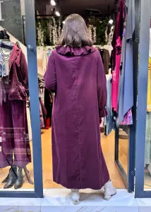 İtalyan Kadife Fırfırlı Elbise