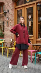 File Detaylı Pamuk Takım