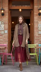 Kapüşonlu Tasarım Pamuk Hırka