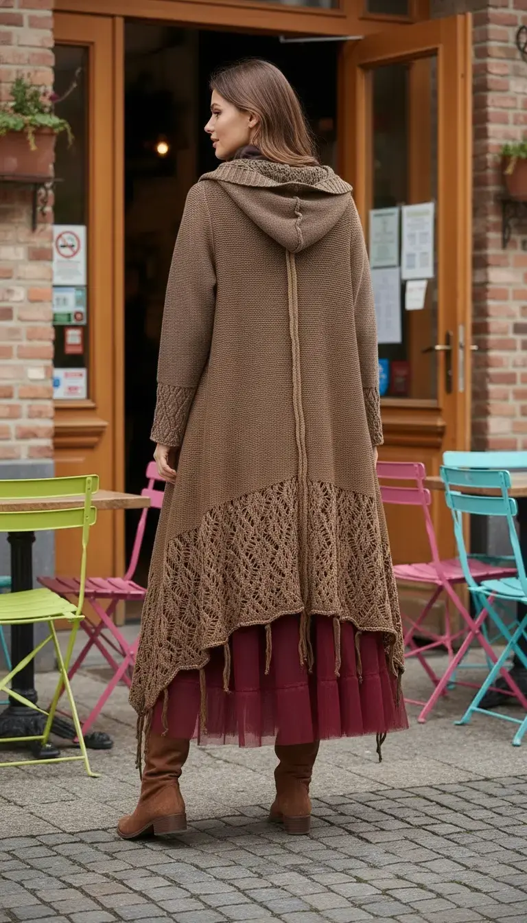 Kapüşonlu Tasarım Pamuk Hırka