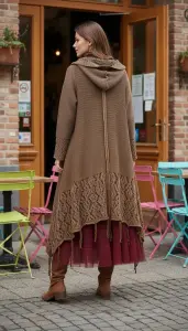 Kapüşonlu Tasarım Pamuk Hırka