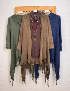 Kapüşonlu Tasarım Pamuk Hırka