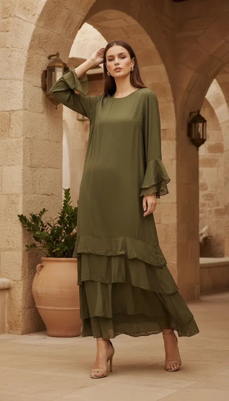 İtalyan İpek Kat kat Elbise