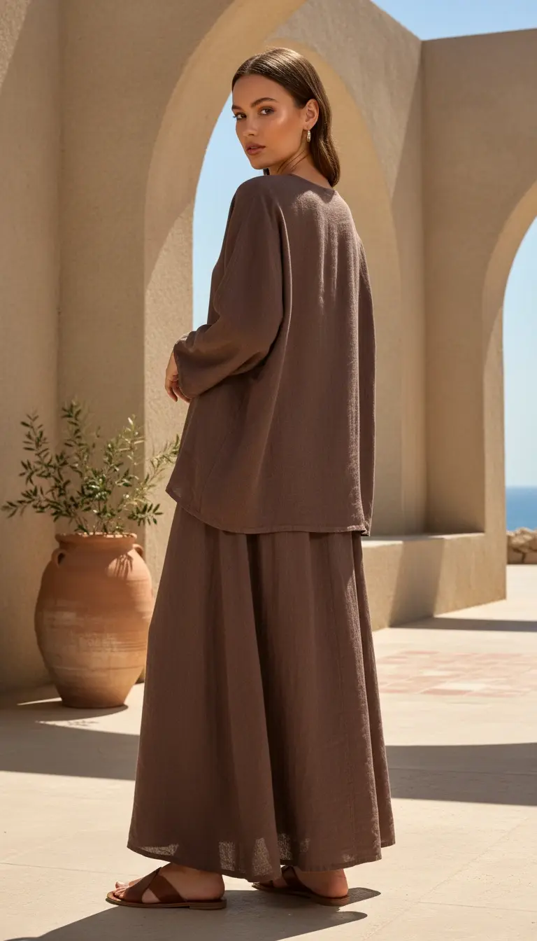 İtalyan Keten Bluzlu Elbise