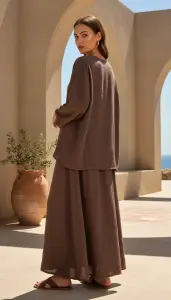 İtalyan Keten Bluzlu Elbise