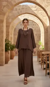 İtalyan Keten Bluzlu Elbise