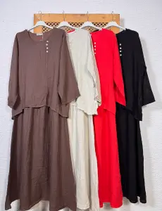 İtalyan Keten Bluzlu Elbise