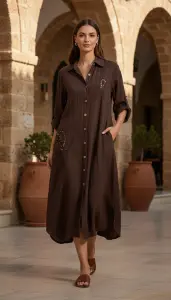 İtalyan Keten Gömlek Elbise