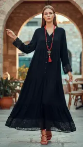 Dantelli Viskon Elbise