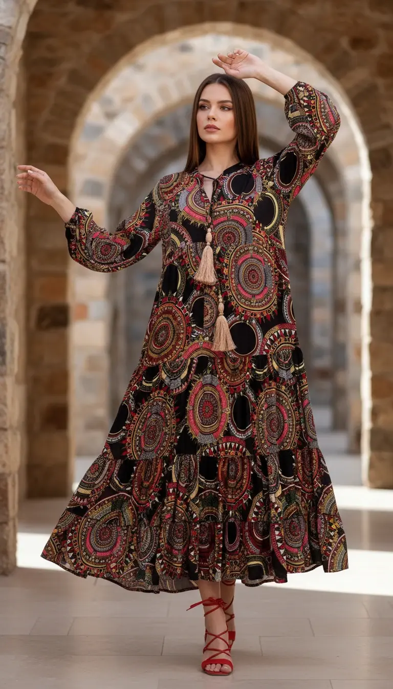 Mandala Viskon Elbise