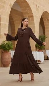 Nakışlı Viskon Elbise