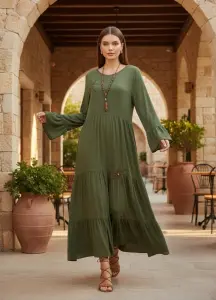 Nakışlı Viskon Elbise