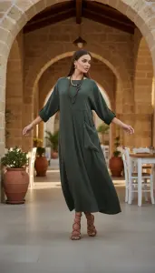 Pamuk Keten Torba Cep Elbise