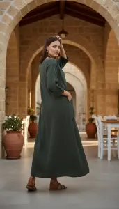 Pamuk Keten Torba Cep Elbise