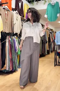 İtalyan Keten Kapaklı Pantolon