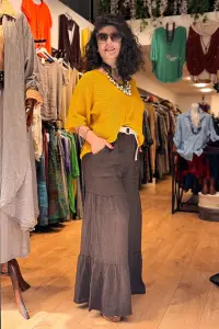 Plise Detaylı Keten Pantolon