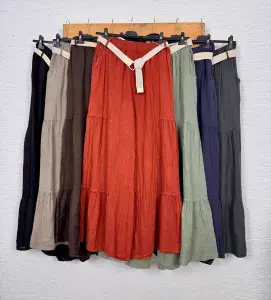 Plise Detaylı Keten Pantolon