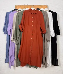 İtalyan Keten Gömlek Elbise