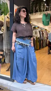 İtalyan Keten Torba Cep Şalvar