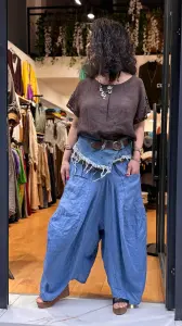 İtalyan Keten Torba Cep Şalvar