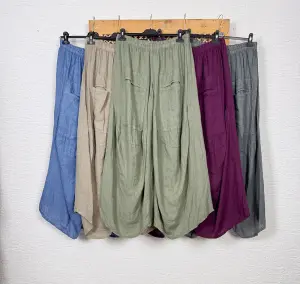 İtalyan Keten Torba Cep Şalvar