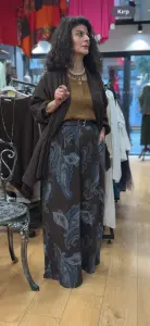 Şal Desen Keten Pantolon